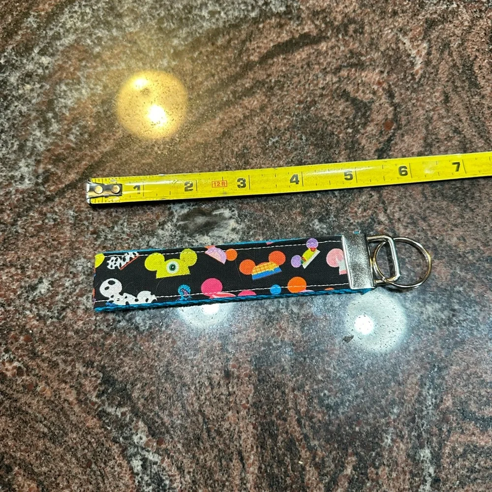 Handmade Disney Ear Hats print wristlet key fob keychain